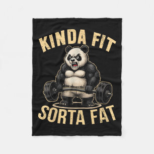 Kinda Fit Sorta Fat - Funny Gym Panda Weightliftin Fleece Blanket