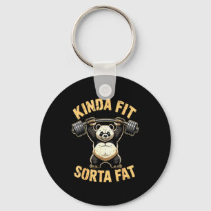 Kinda Fit Sorta Fat - Funny Gym Panda Weightliftin Key Ring