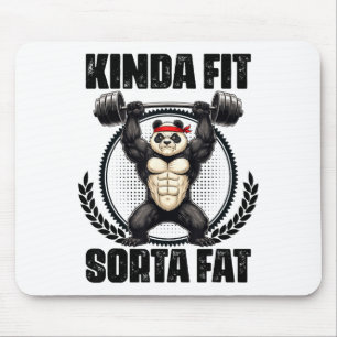 Kinda Fit Sorta Fat - Funny Gym Panda Weightliftin Mouse Pad