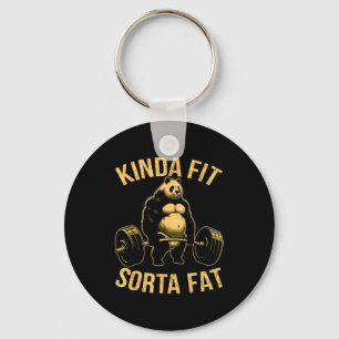 Kinda Fit Sorta Fat Funny Gym Panda Weightlifting Key Ring