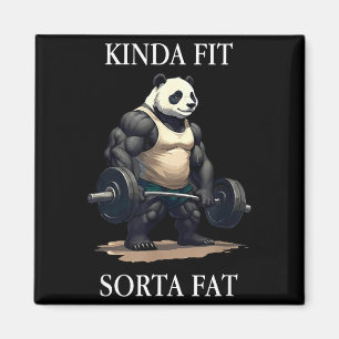 Kinda fit sorta fat funny gym panda weightlifting magnet
