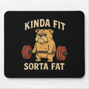 Kinda Fit Sorta Fat Funny Gym Retro Cute Bulldog V Mouse Pad