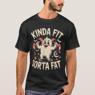 Kinda Fit Sorta Fat Funny Gym Retro Cute Ghost Vin T-Shirt