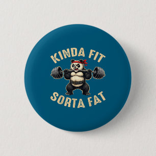 Kinda fit sorta fat gym-goers panda weightlifting 6 cm round badge