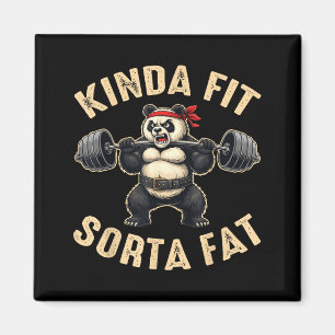 Kinda fit sorta fat gym-goers panda weightlifting magnet