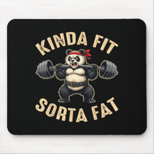 Kinda Fit Sorta Fat Gym-goers Panda Weightlifting Mouse Pad