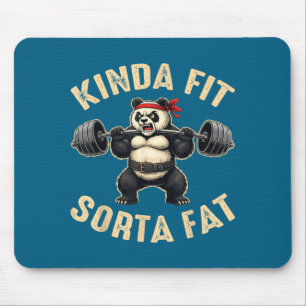Kinda Fit Sorta Fat Gym-goers Panda Weightlifting Mouse Pad