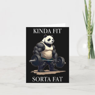 Kinda fit sorta fat gym panda weightlifting workou card