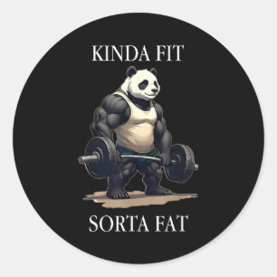 Kinda fit sorta fat gym panda weightlifting workou classic round sticker