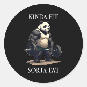 Kinda fit sorta fat gym panda weightlifting workou classic round sticker