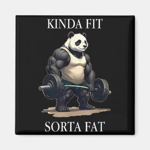 Kinda Fit Sorta Fat Gym Panda Weightlifting Workou Magnet