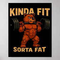 Kinda Fit Sorta Fat Strong Cartoon Bear Gym Funny
