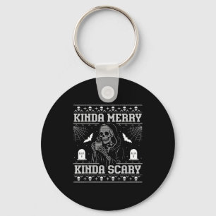 Kinda Merry Kinda Y Alt Goth Ugly Christmas Sweate Key Ring