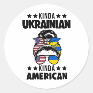 Kinda Ukrainian Kinda American Ukraininan Flag Classic Round Sticker