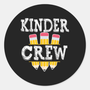 Kinder Crew Fun Kindergarten Squad Teacher 1st Day Classic Round Sticker