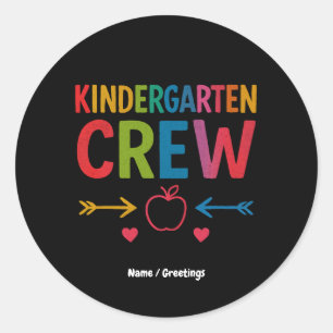 Kinder Crew Funny Kindergarten Fun Back To School Classic Round Sticker