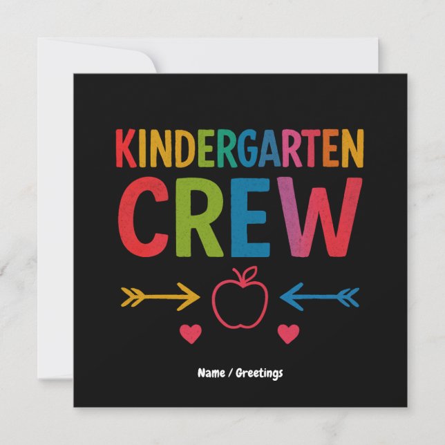 Kinder Crew Funny Kindergarten Fun Back To School Invitation (Front)