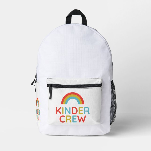 Kinder Crew Rainbow – Cute Pastel Back To School  Printed Backpack (Front)