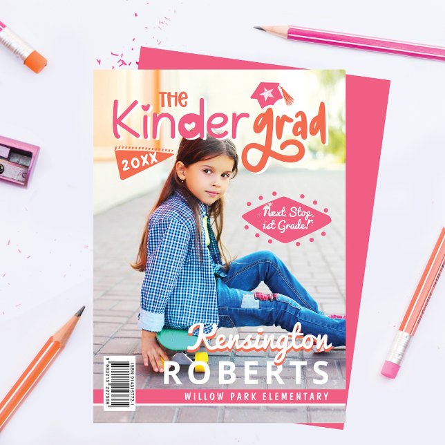 Kinder Grad Fun Kindergarten Photo Magazine Cover Announcement (Creator Uploaded)