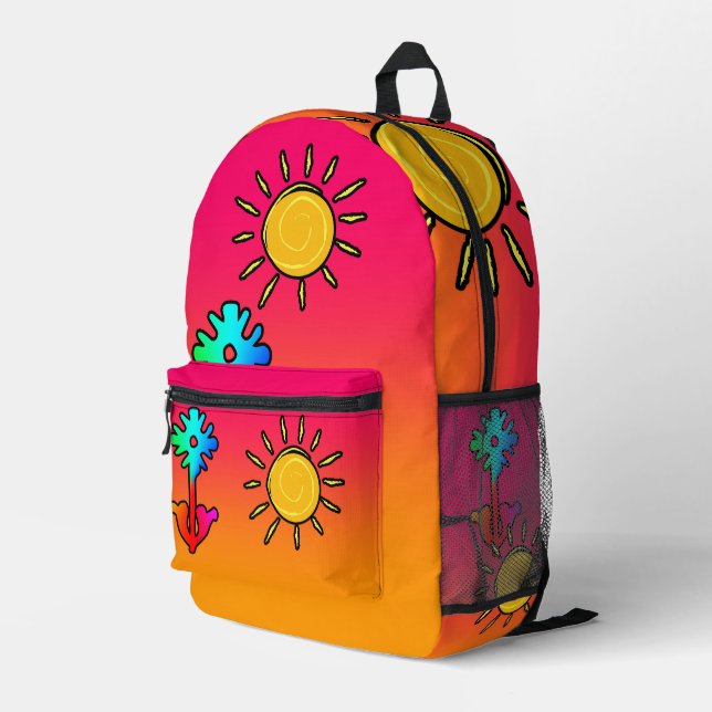Kinder Kids Rainbow  Printed Backpack (Back Corner Right)