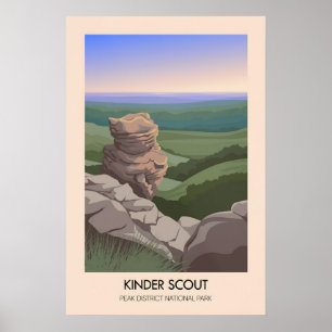 Kinder Scout Peak District Travel Poster