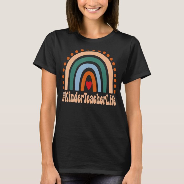 Kinder Teacher Rainbow Appreciation Day Hello Back T-Shirt (Front)