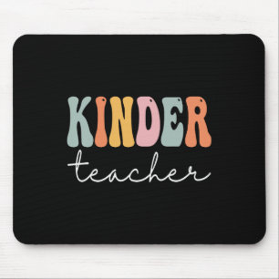 Kinder Teacher Retro Groovy Women Happy First Day  Mouse Pad
