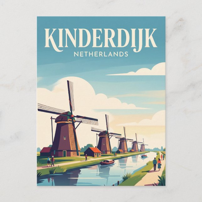 Kinderdijk Netherlands Postcard (Front)