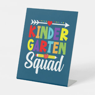 Kindergaren Squad Teacher Pedestal Sign