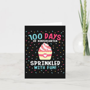 Kindergarten 100 Days Of School Girls Sprinkled Fu Card