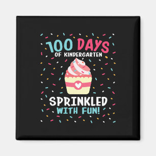 Kindergarten 100 Days Of School Girls Sprinkled Fu Magnet