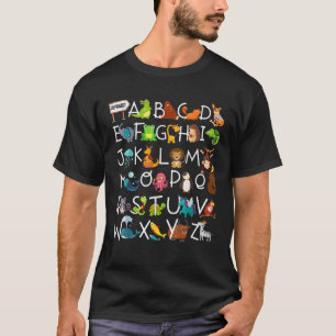 Kindergarten Alphabet Cute Animal ABCs A Z Learnin T-Shirt