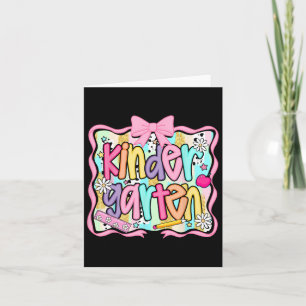 Kindergarten Back To School Coquette Pink Bow Prep Card