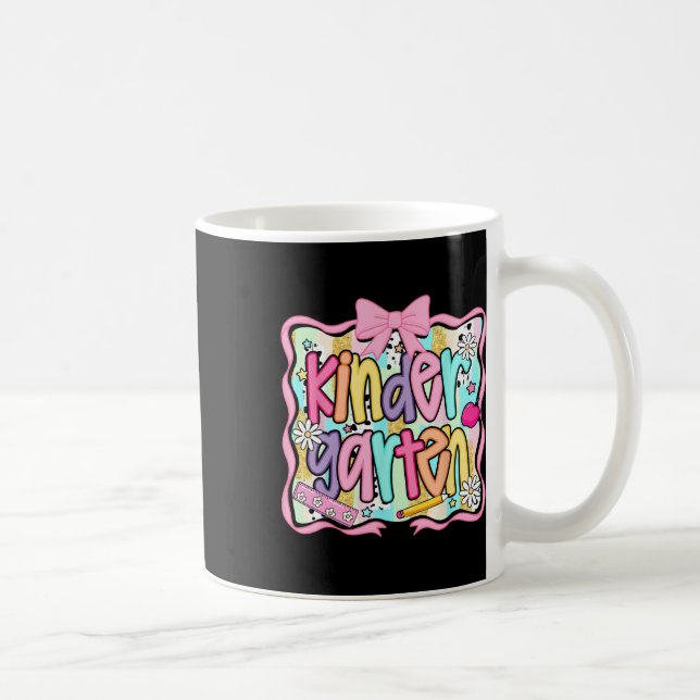 Kindergarten Back To School Coquette Pink Bow Prep Coffee Mug (Right)