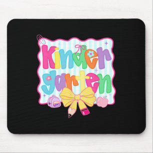 Kindergarten Back To School Coquette Preppy Pink B Mouse Pad