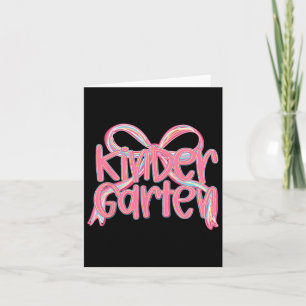 Kindergarten Back To School Girls Pink Bow Coquett Card