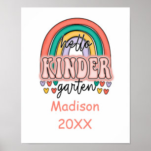 Kindergarten Back to School Rainbow Personalised Poster