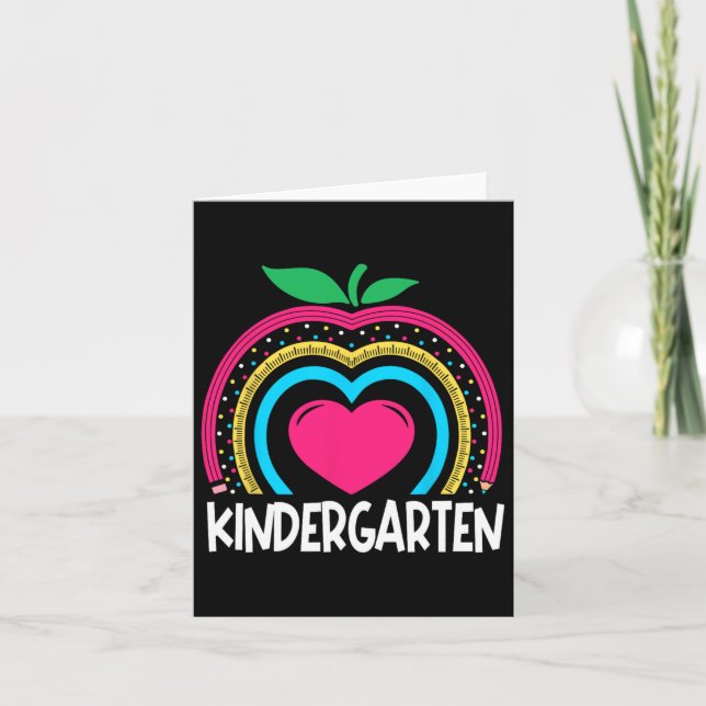 Kindergarten Boho Rainbow Teacher Team Kinder Squa Card (Front)