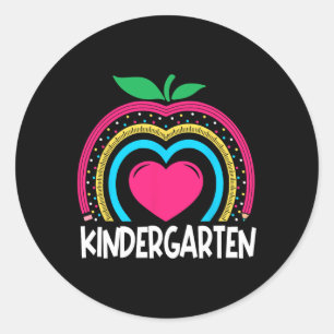 Kindergarten Boho Rainbow Teacher Team Kinder Squa Classic Round Sticker