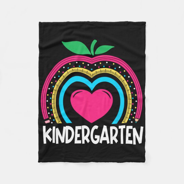 Kindergarten Boho Rainbow Teacher Team Kinder Squa Fleece Blanket (Front)