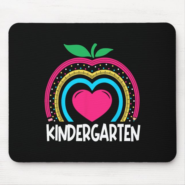 Kindergarten Boho Rainbow teacher team Kinder squa Mouse Pad (Front)
