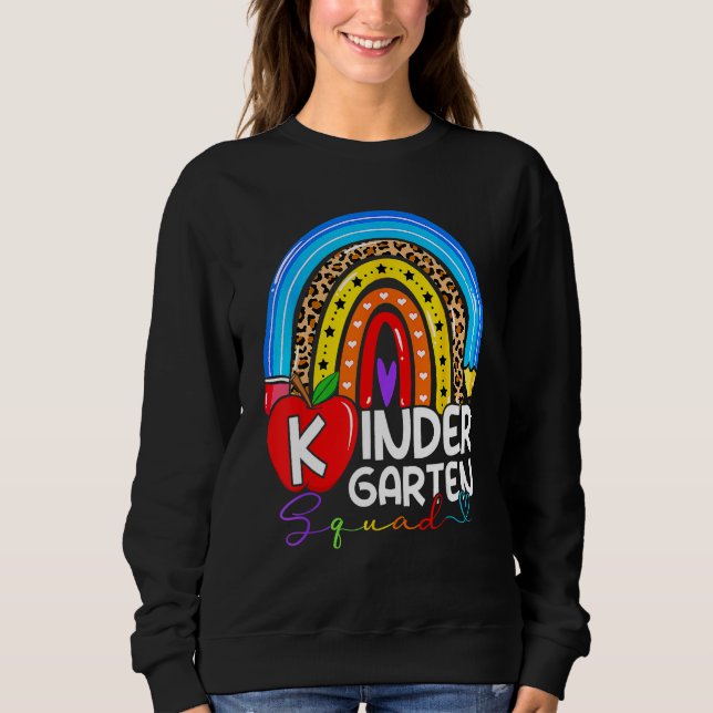 Kindergarten Boho Rainbow Teacher Team Kinder Squa Sweatshirt (Front)
