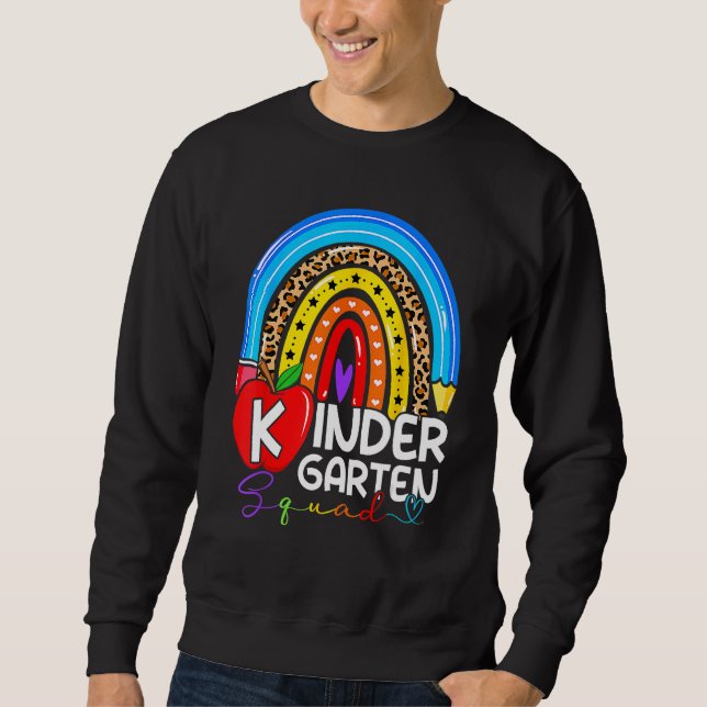Kindergarten Boho Rainbow Teacher Team Kinder Squa Sweatshirt (Front)
