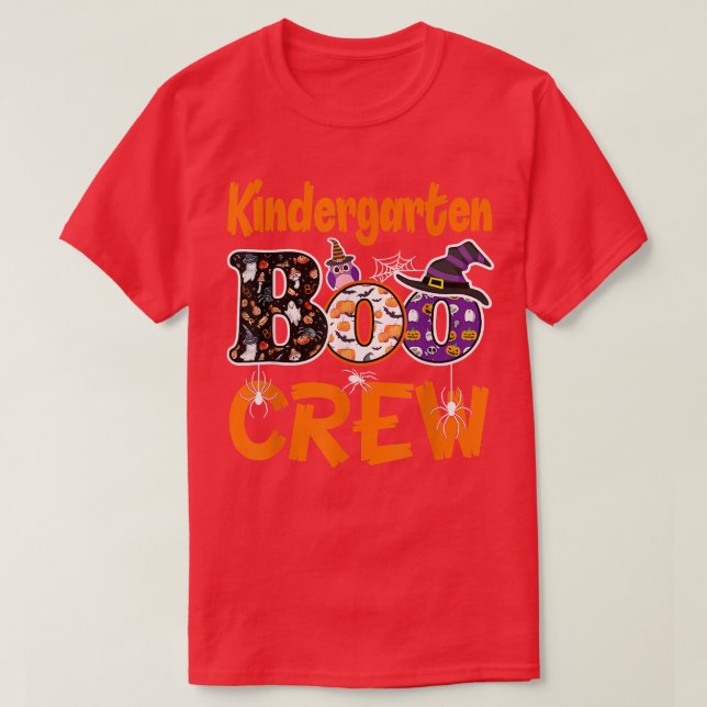 Kindergarten Boo Crew Teacher Student Halloween Co T-Shirt (Design Front)