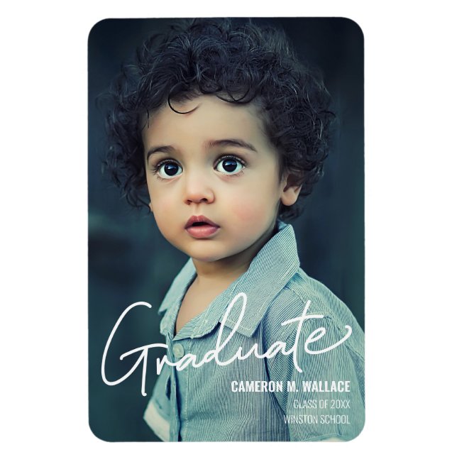 Kindergarten Boy Graduation Announcement Magnet (Vertical)