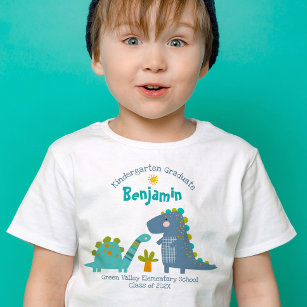 Kindergarten Boy Graduation Dinosaur Custom Name T-Shirt