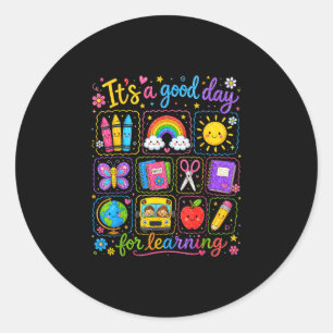 Kindergarten boys kids back to school rainbow classic round sticker
