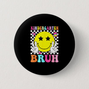Kindergarten bruh retro smile face back to school 6 cm round badge