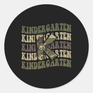 Kindergarten Camo Camouflage Boy Teacher Ck To Sch Classic Round Sticker