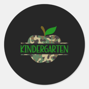 Kindergarten Camouflage Apple First Day Of School Classic Round Sticker